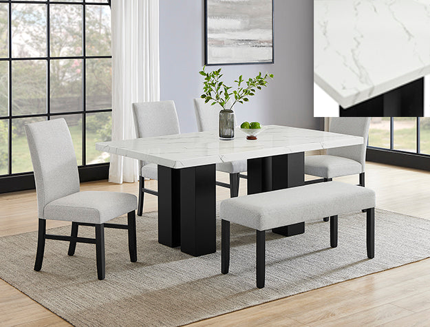Marble-Like Contemporary dining set - Set as Pictured