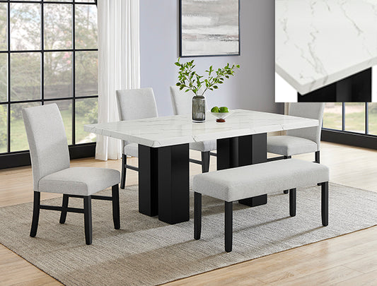 Marble-Like Contemporary dining set - Set as Pictured