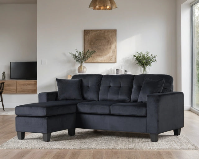 Cris Black Velvet - Reversible Sectional 74"