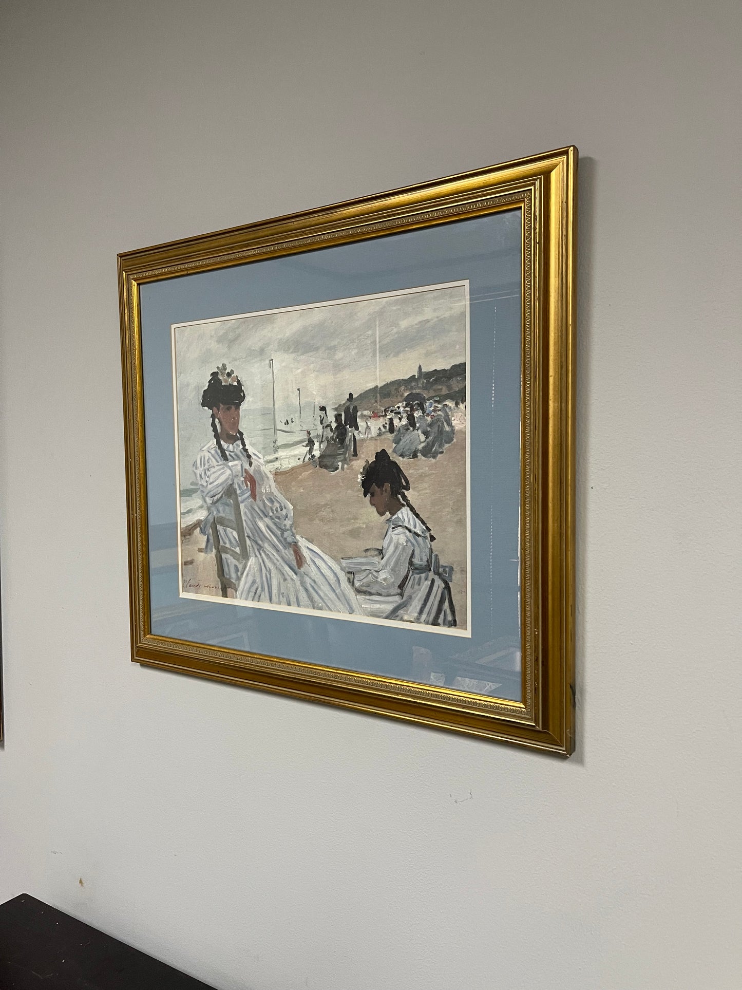 The Beach at Trouville By Claude Monet Framed and Matted