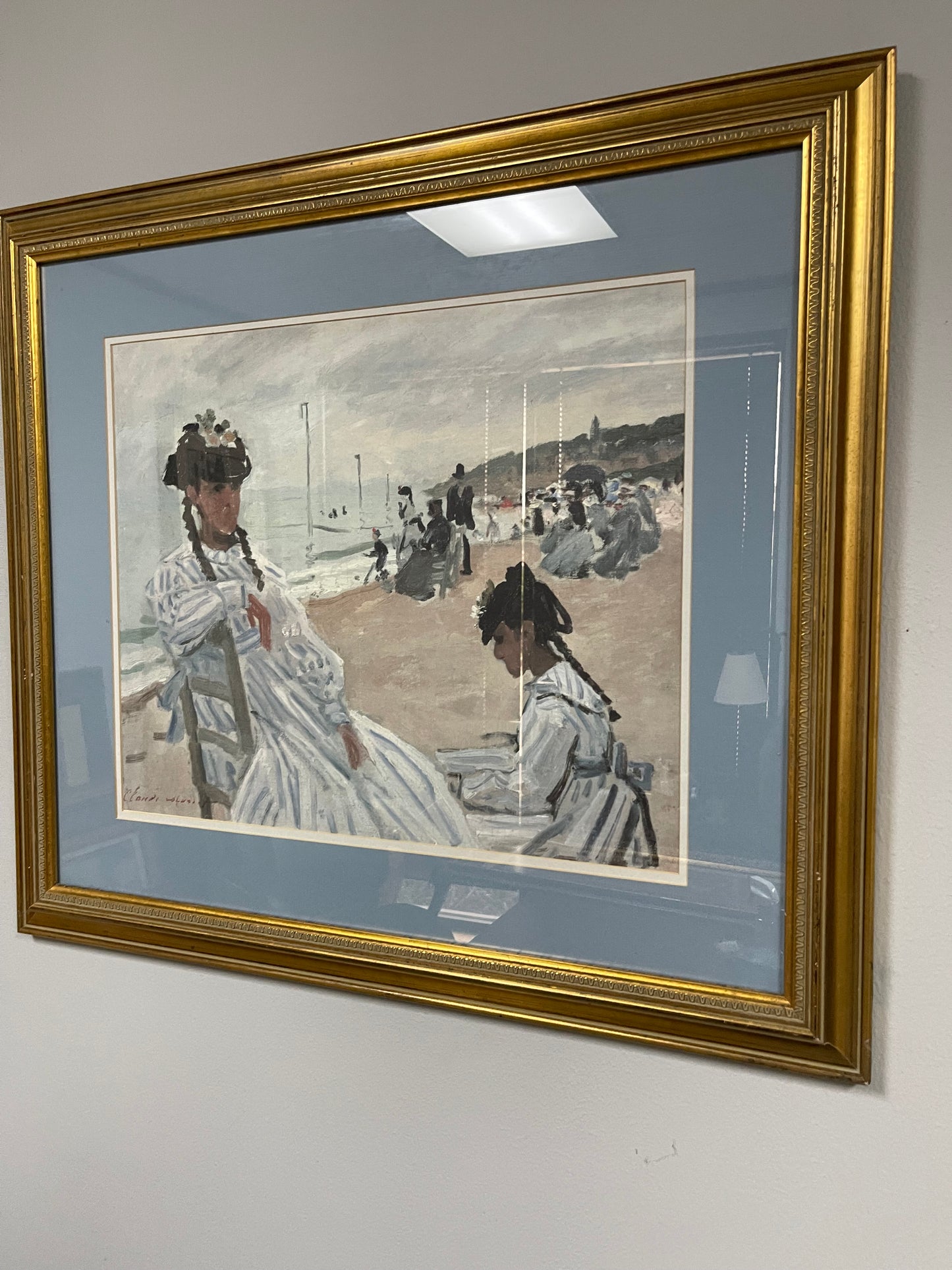 The Beach at Trouville By Claude Monet Framed and Matted