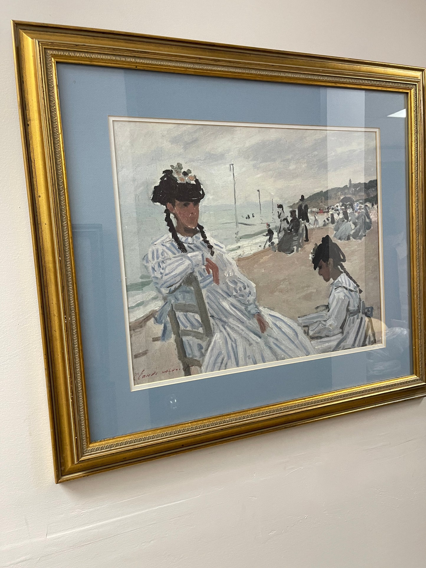 The Beach at Trouville By Claude Monet Framed and Matted