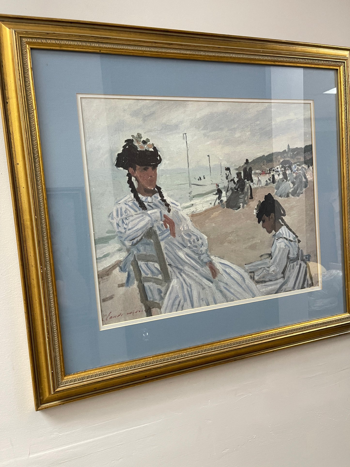 The Beach at Trouville By Claude Monet Framed and Matted