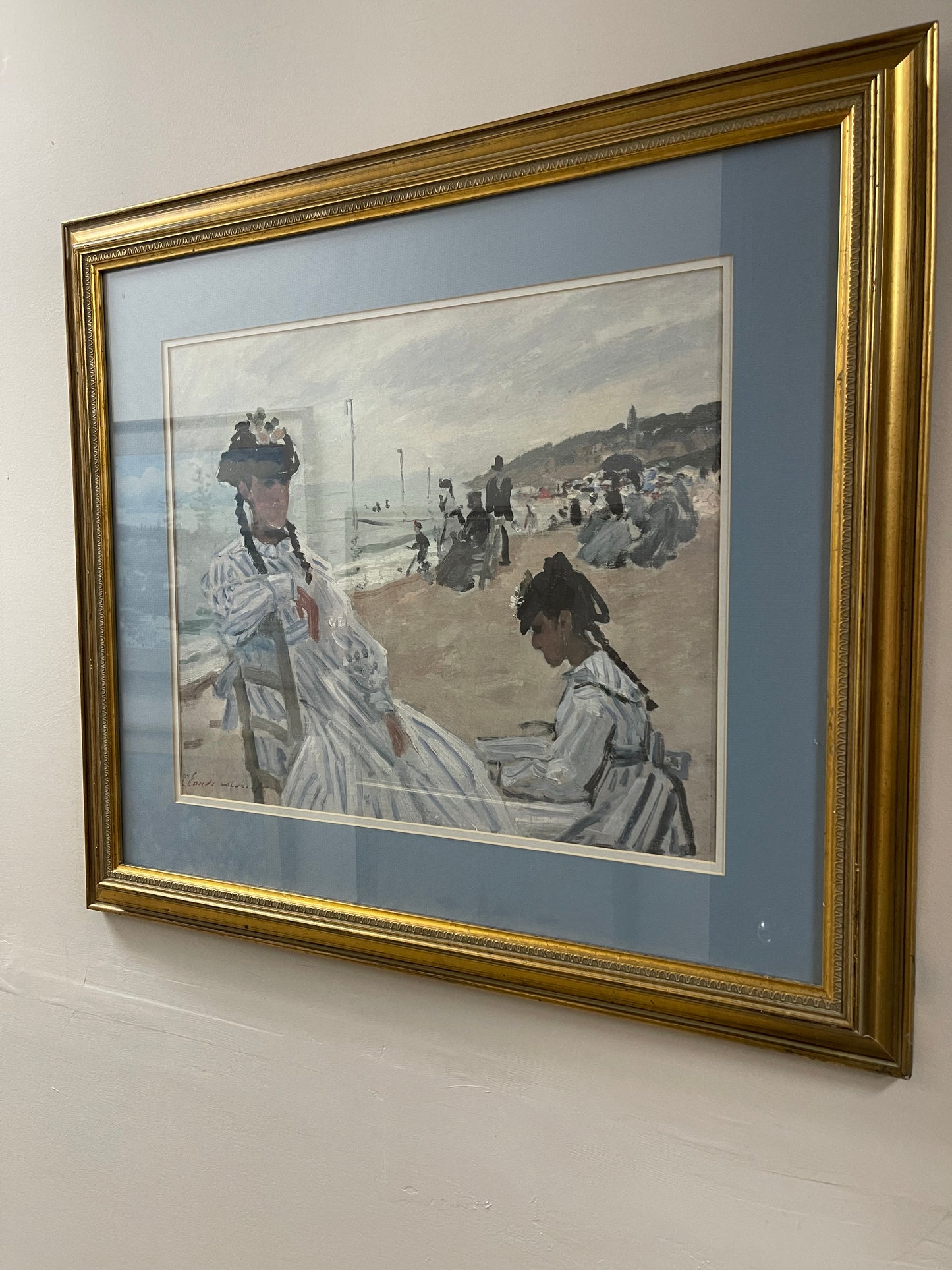 The Beach at Trouville By Claude Monet Framed and Matted
