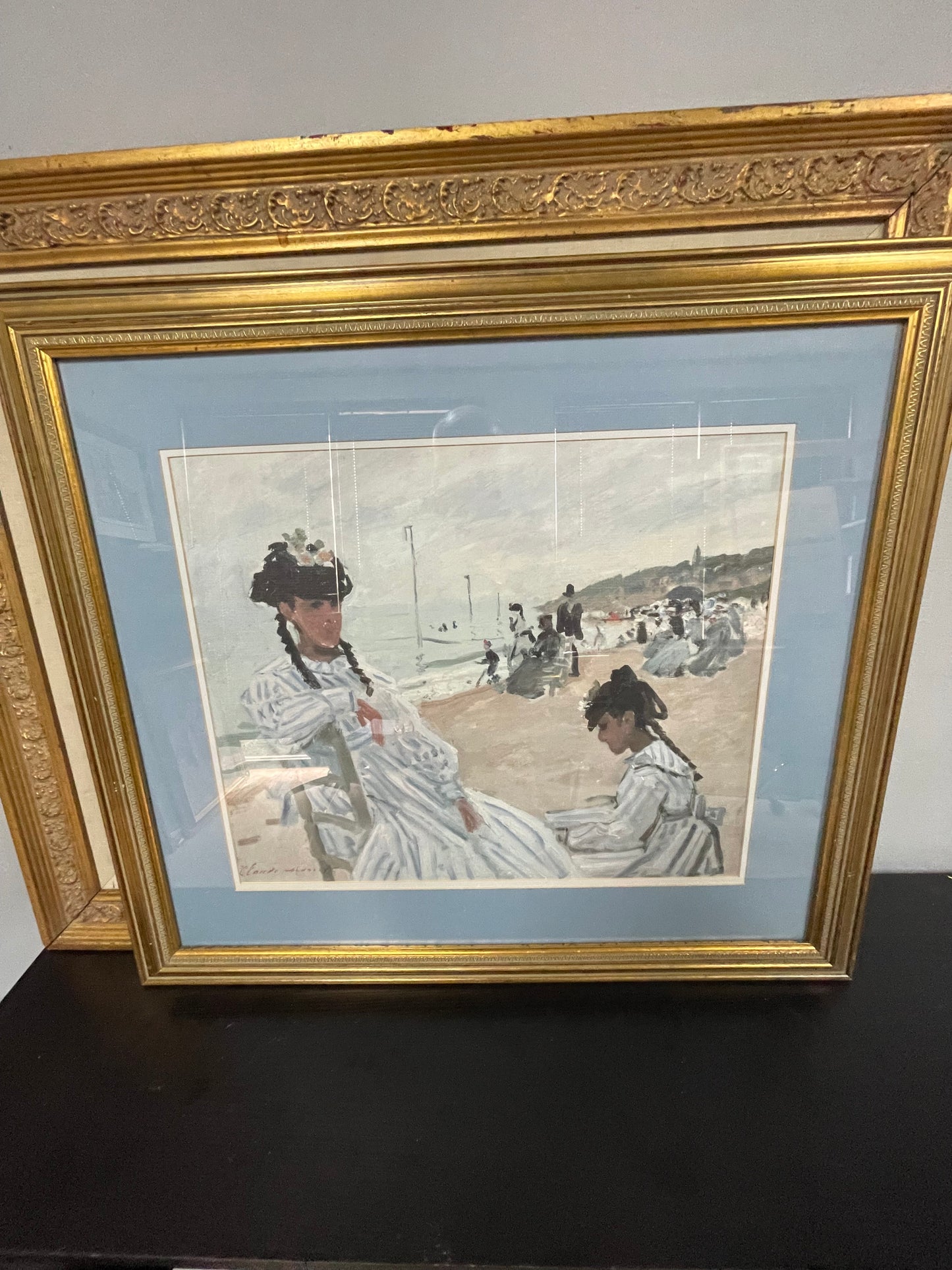 The Beach at Trouville By Claude Monet Framed and Matted