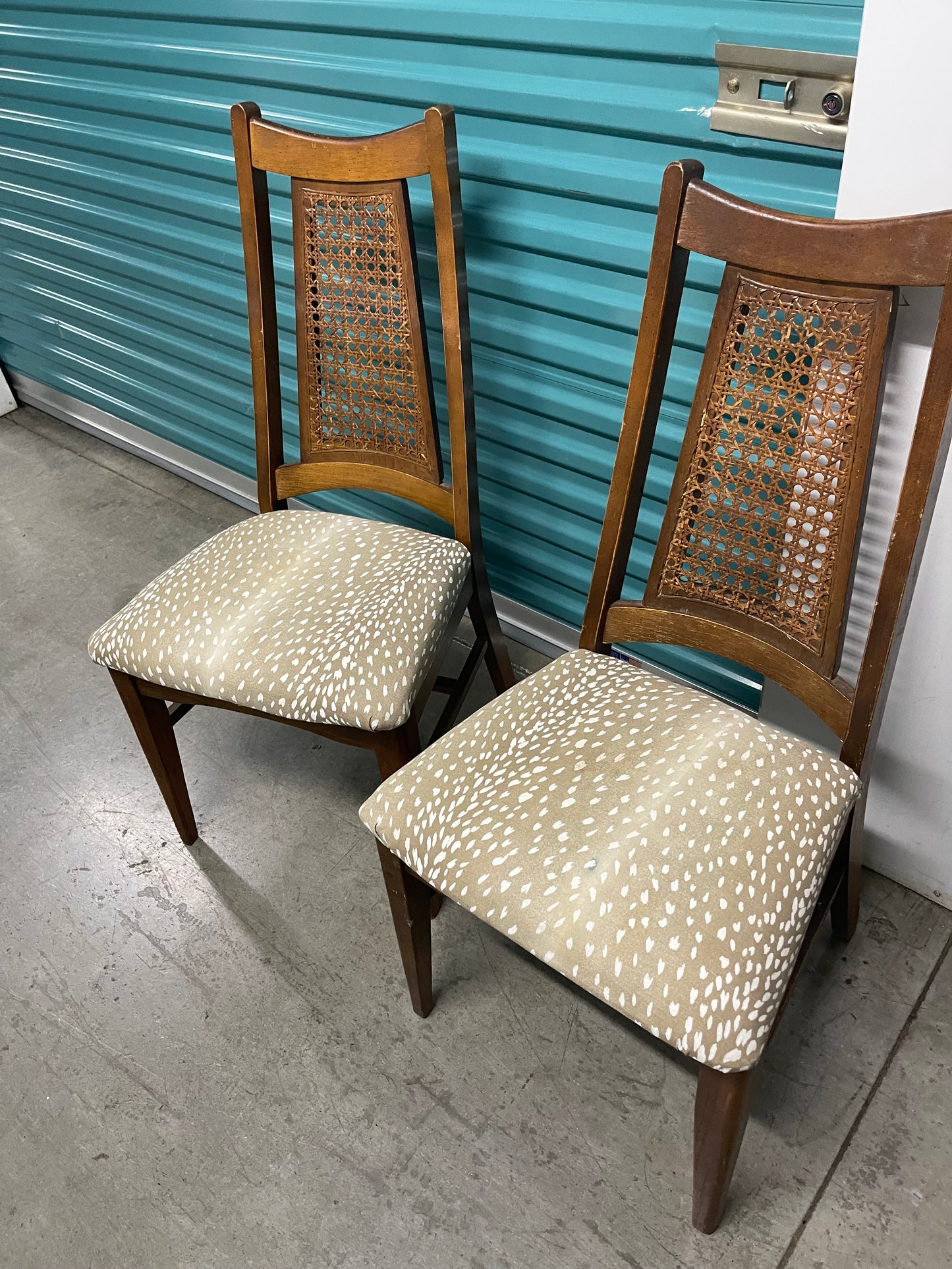 1960s Mid Century Modern Cane Back Dining Chairs - Set of 2