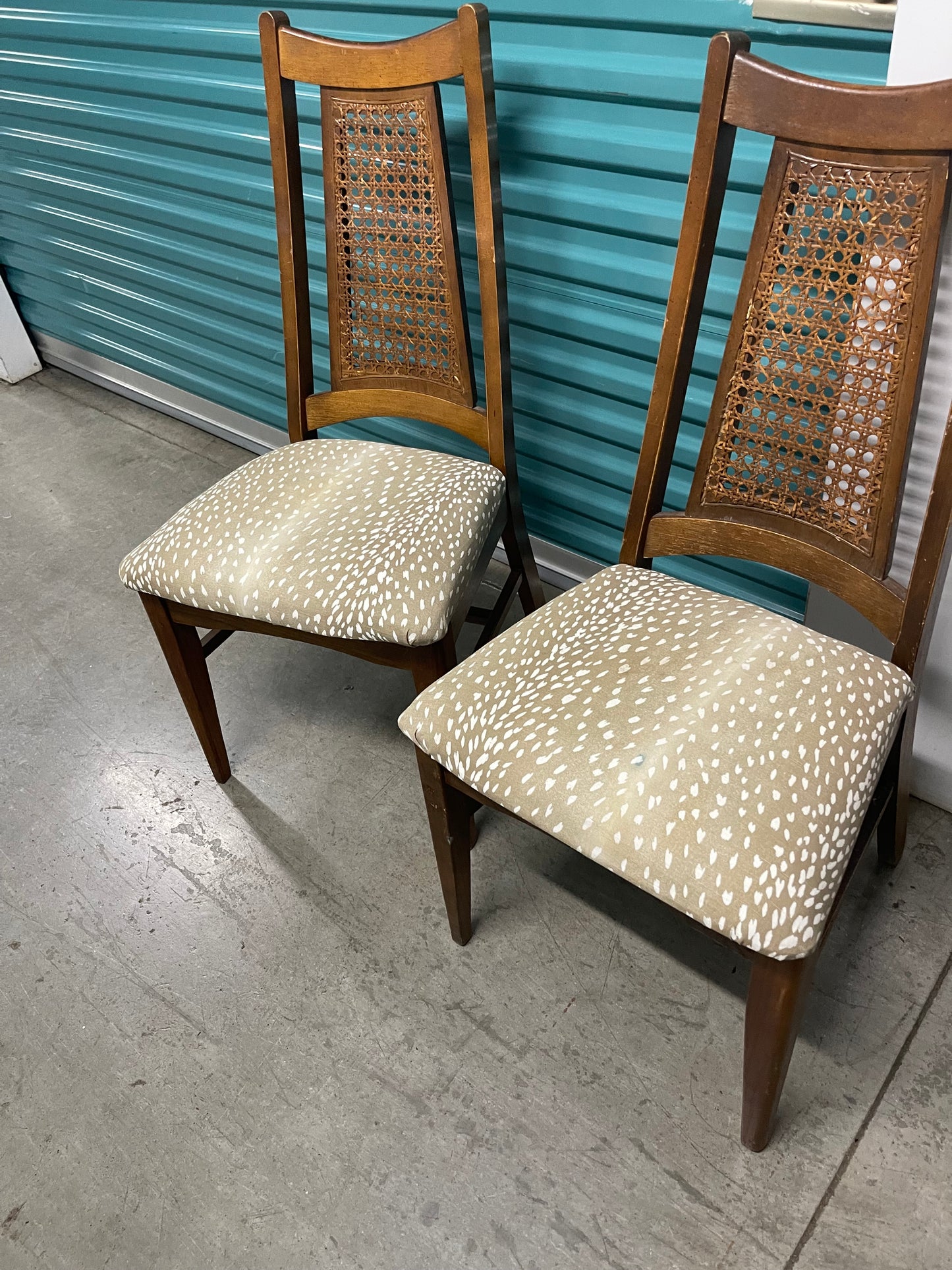 1960s Mid Century Modern Cane Back Dining Chairs - Set of 2