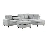 Heights Reversible Sectional and Storage Ottoman Set (Sold as Set Only)Gray / Silver