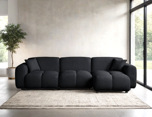 Bella Black Sectional Boucle Fabric **NEW ARRIVAL**