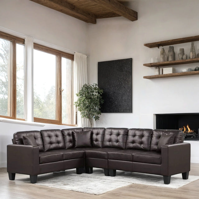 Logan Espresso - Reversible Sectional 107 (Leather Gel)